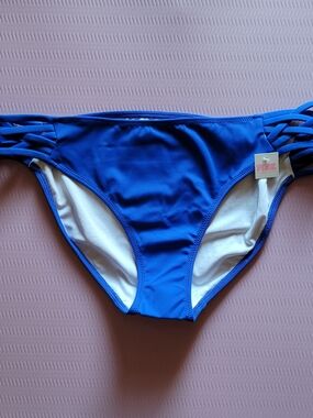 PINK Victoria's Secret Bright Blue Strappy Bikini Bottom
